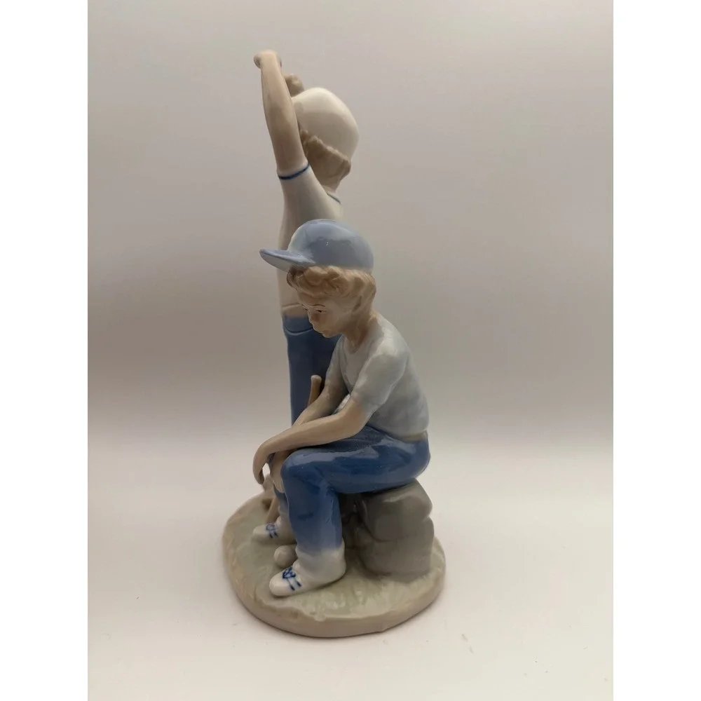 Sebastian 1989 Baseball Boys Porcelain Figurine Blue White Vintage Sports Decor